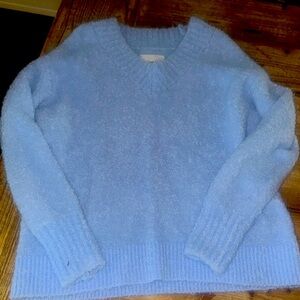 Aerie Blue Crew Neck Sweater with Cozy Texture